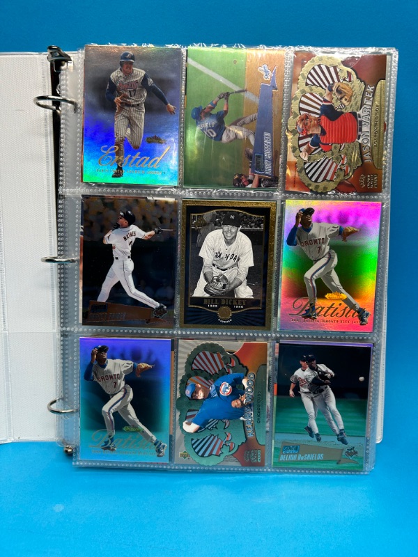 Photo 12 of 811660…252 mixed baseball refractor, chrome, foil, and holo cards in binder-all pages photoed