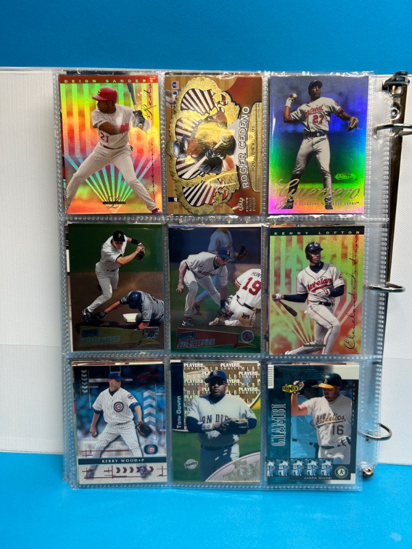 Photo 15 of 811660…252 mixed baseball refractor, chrome, foil, and holo cards in binder-all pages photoed