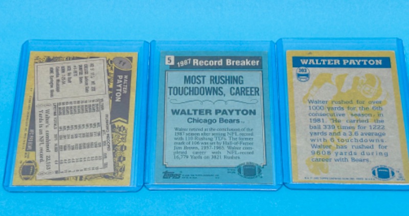 Photo 2 of 811662…3 Walter Payton cards in hard plastic sleeves 