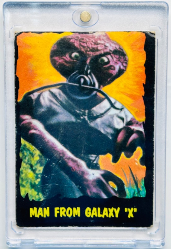 Photo 1 of 811676…wear on corners-vintage 1964 Man from Galaxy X card 5  in hard plastic case 