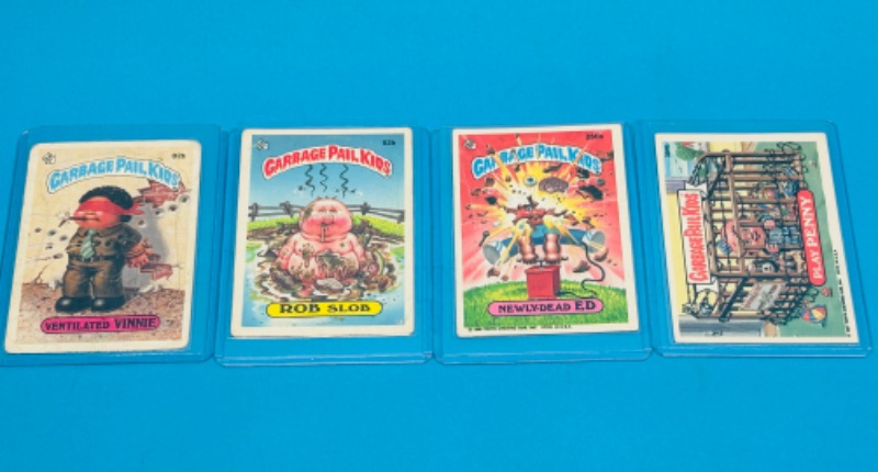 Photo 1 of 811681…4 vintage garbage pail kids sticker cards in hard plastic sleeves 