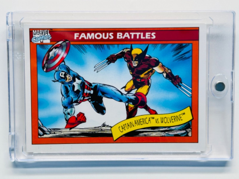 Photo 1 of 811686…marvel 1990 famous battles card115 in hard plastic case 