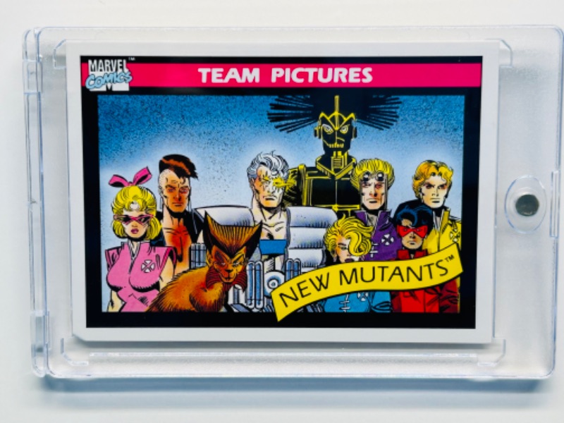 Photo 1 of 811687…marvel 1990 New Mutants card 142 in hard plastic case 