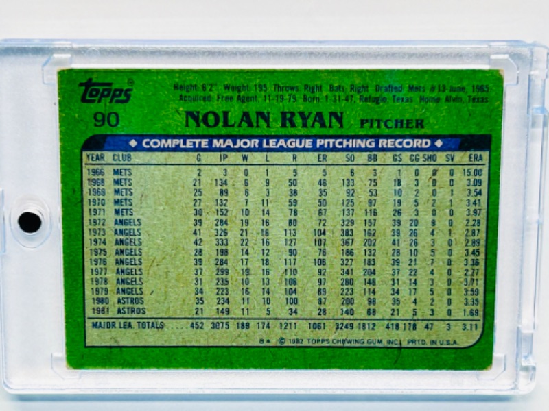 Photo 2 of 811693…topps Nolan Ryan card 90 in hard plastic case 