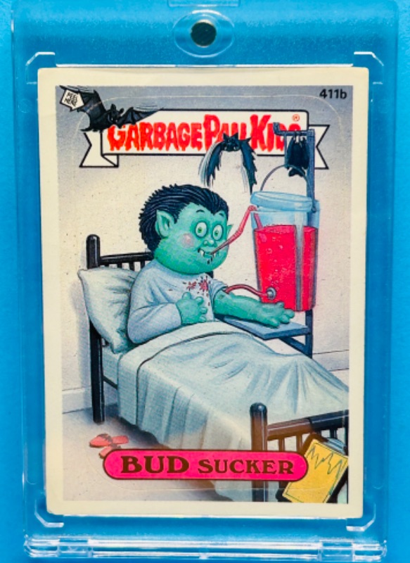 Photo 1 of 811695…vintage 1987 garbage pail kids Bud Sucker sticker card in hard plastic case 