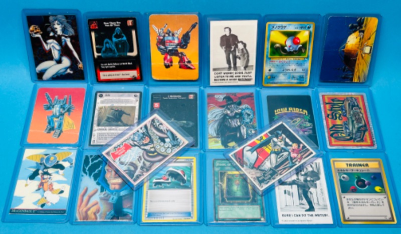 Photo 1 of 811735…damaged- character and game cards with bends, stains, and wear in plastic sleeves 