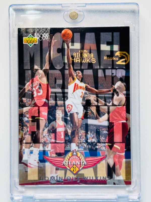 Photo 1 of 811739…Dominique Wilkins card Michael Jordan’s flight team FT20 in hard plastic case 