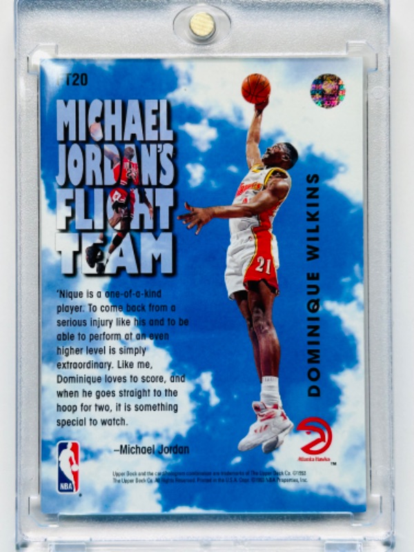 Photo 2 of 811739…Dominique Wilkins card Michael Jordan’s flight team FT20 in hard plastic case 