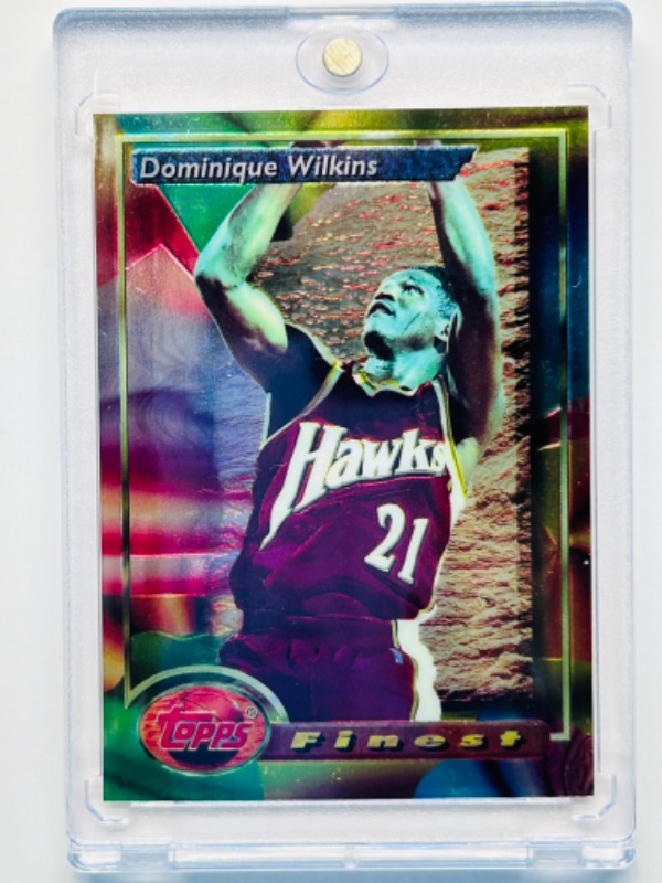 Photo 1 of 811744…topps finest Dominique Wilkins refractor card 163 in hard plastic case 