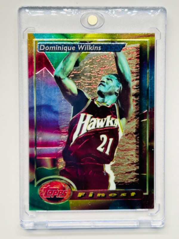 Photo 1 of 811744…topps finest Dominique Wilkins refractor card 163 in hard plastic case 