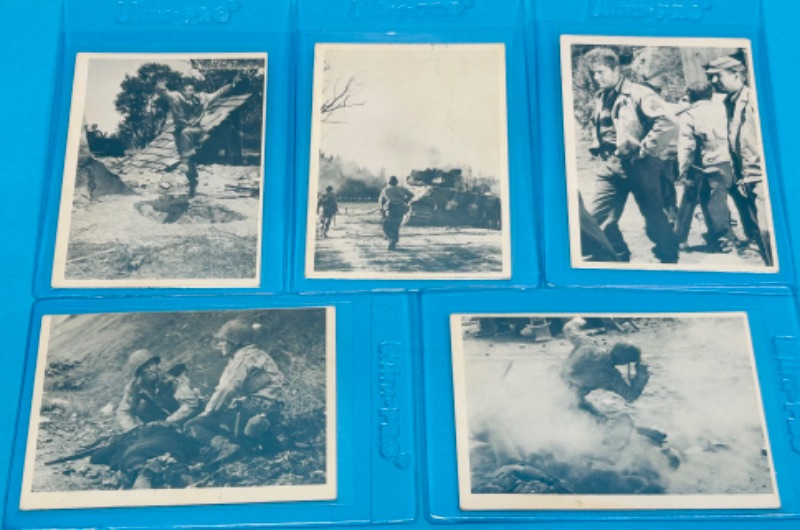 Photo 1 of 811751…5 vintage 1963 Combat cards in hard plastic sleeves 