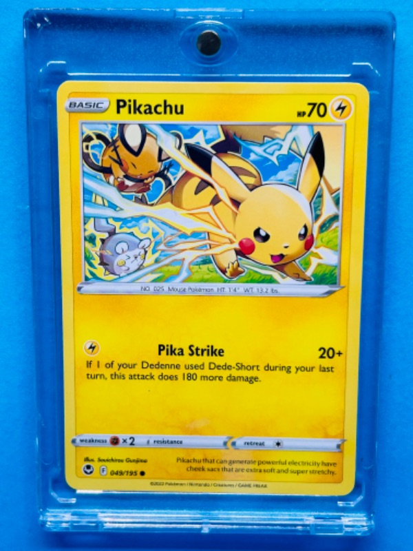 Photo 1 of 811762…Pokémon pikachu card 049/195  in hard plastic case 