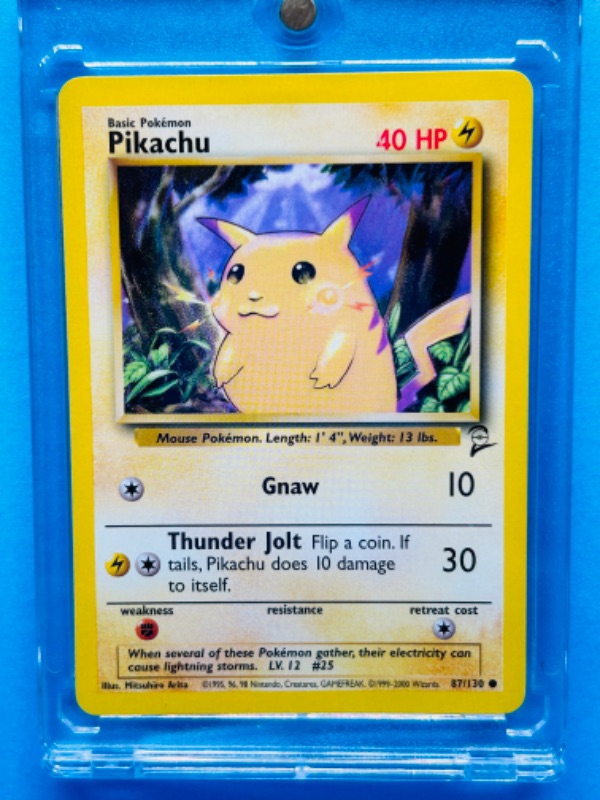Photo 1 of 811765…Pokémon pikachu card 87/130  in hard plastic case 