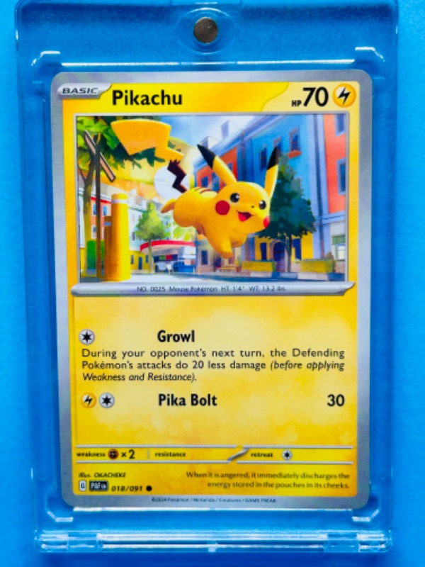 Photo 1 of 811769…Pokémon pikachu card 018/091  in hard plastic case 