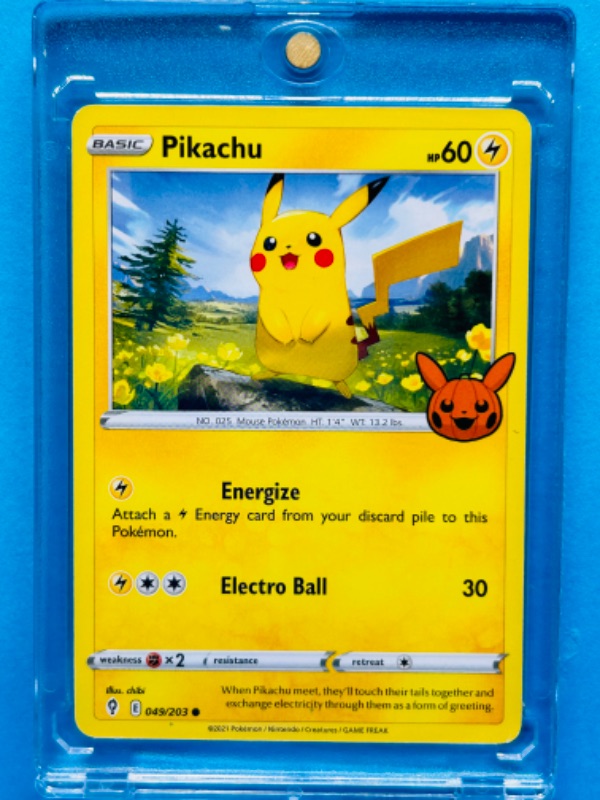 Photo 1 of 811772…Pokémon pikachu card 049/203  in hard plastic case 