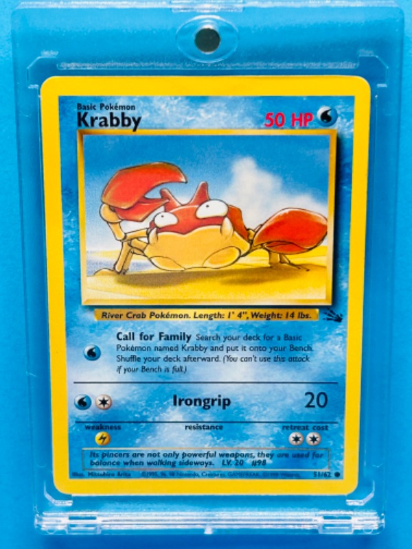 Photo 1 of 811776…Pokémon Krabby card 51/62  in hard plastic case 