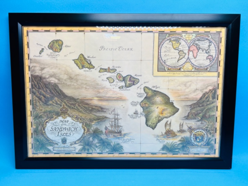 Photo 2 of 811782…26 x 18” map of the sandwich islands Hawaii picture 1989