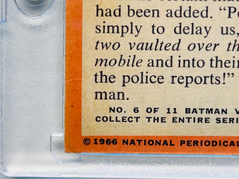 Photo 3 of 811788…vintage 1966 Batman card 8 in hard plastic case -crease and some wear