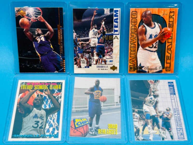 Photo 1 of 811789…6 Shaquille O’Neal cards in hard plastic sleeves 