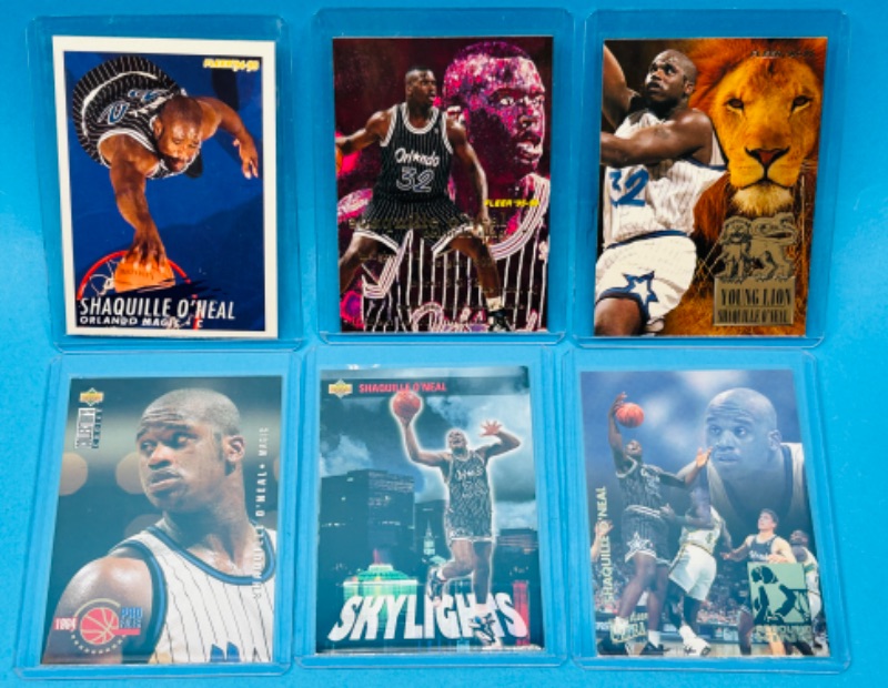 Photo 1 of 811790… 6 Shaquille O’Neal cards in hard plastic sleeves 