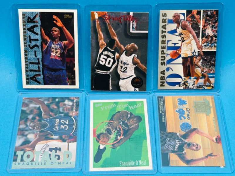 Photo 1 of 811791… 6 Shaquille O’Neal cards in hard plastic sleeves 