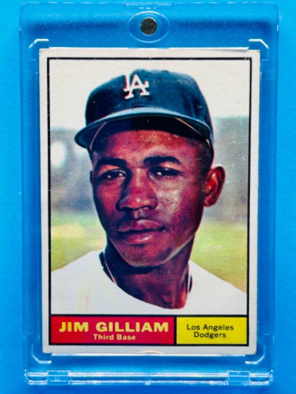 Photo 1 of 811793…vintage 1961 Jim Gilliam card 238 in hard plastic case-wear on corners -stain