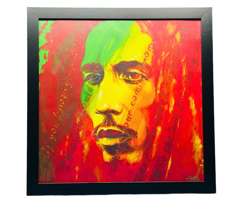 Photo 1 of 811807…18 x 18” framed canvas Bob Marley print by Steve Fishwick 