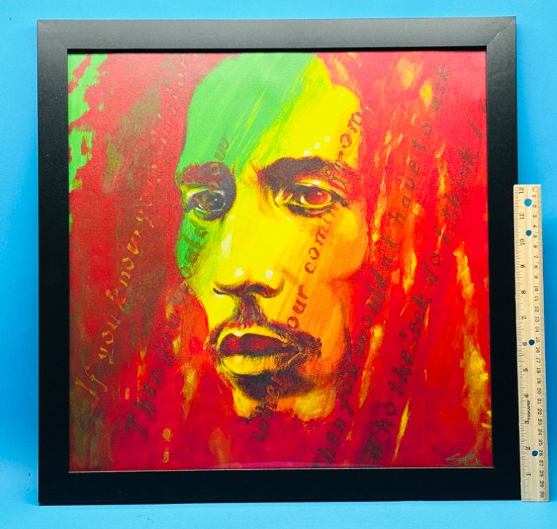 Photo 3 of 811807…18 x 18” framed canvas Bob Marley print by Steve Fishwick 