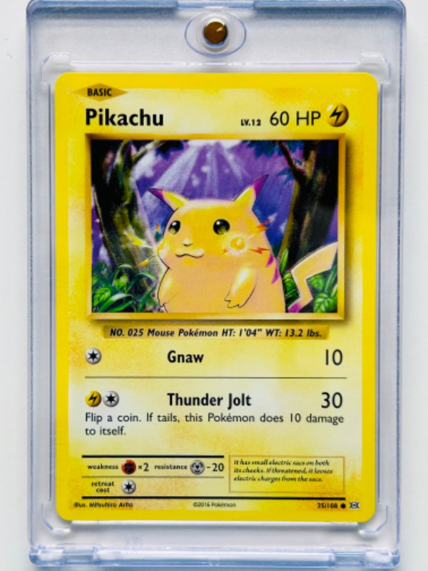 Photo 1 of 811891…Pokémon pikachu card 35/108 in hard plastic case 