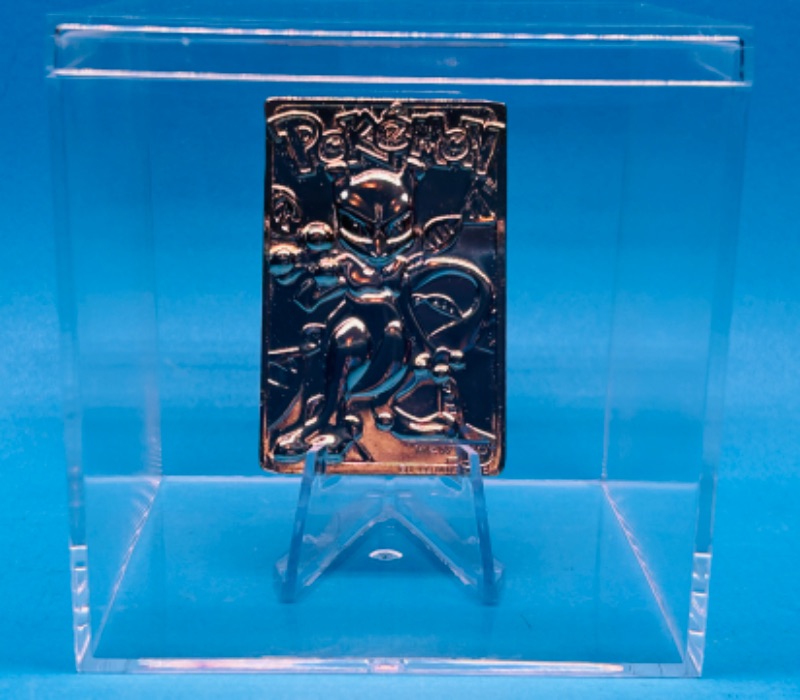 Photo 1 of 811923…1999 Pokémon Mewtwo gold plated bar card in 4x4” display box 