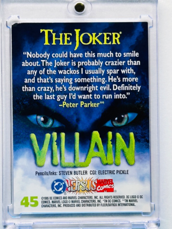 Photo 2 of 811926…1995 Marvel The Joker villain card 45 in hard plastic case 