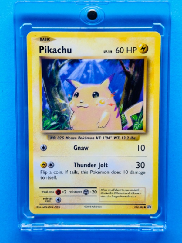 Photo 1 of 811937… Pokémon Pikachu card  in hard plastic case 35/108