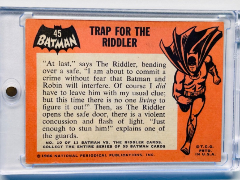 Photo 2 of 811939…vintage 1966 Batman card 45 the Riddler in hard plastic case 