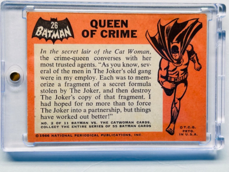 Photo 2 of 811941…vintage 1966 Batman card 26 Catwoman  in hard plastic case 