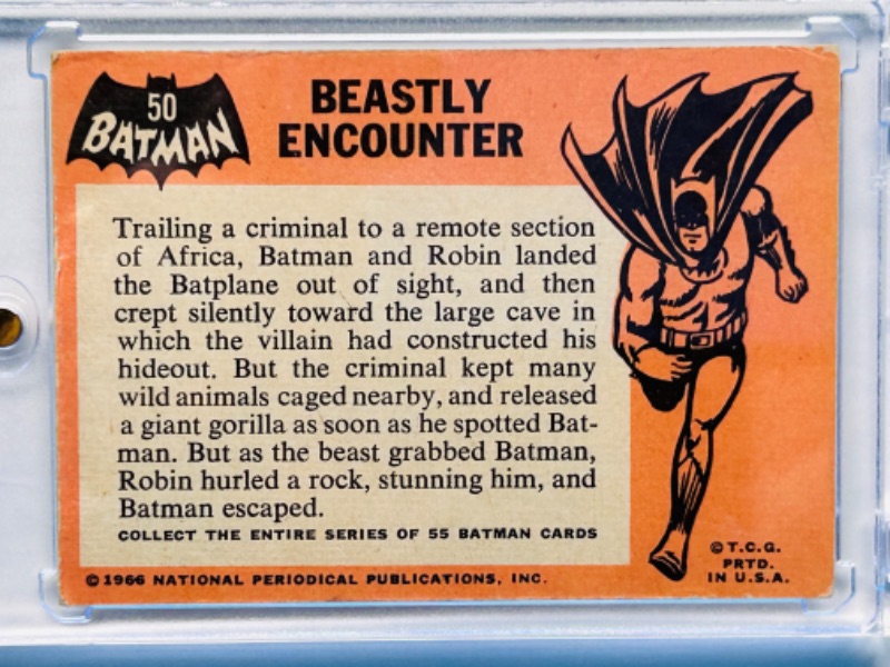 Photo 5 of 811942…vintage 1966 Batman card 50  in hard plastic case - some wear