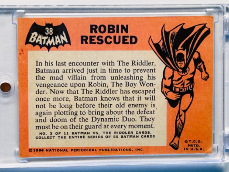 Photo 4 of 811944… vintage 1966 Batman card 38  in hard plastic case -some wear