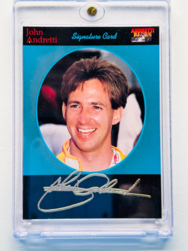 Photo 1 of 811952…John Andretti gold signature card 04 in hard plastic case 