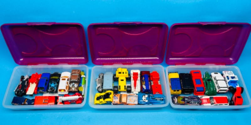 Photo 1 of 811953…3 cases of die cast cars- some wear, chips, scuffs, etc from age