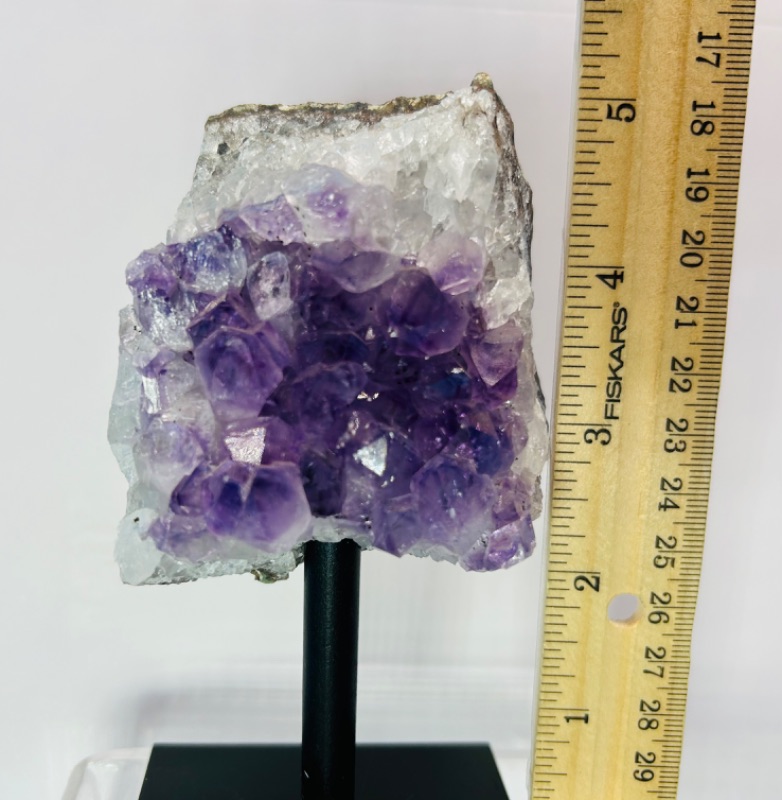 Photo 2 of 811991…5” amethyst crystal rock on display stand- height includes stand 