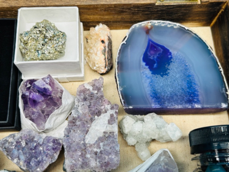 Photo 8 of 811994…huge rock and geode collection in wood box display- agate, amethyst, crystal, stilbite, fools gold(pyrite)