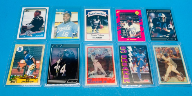 Photo 1 of 812004…10 Bo Jackson cards in hard plastic sleeves 