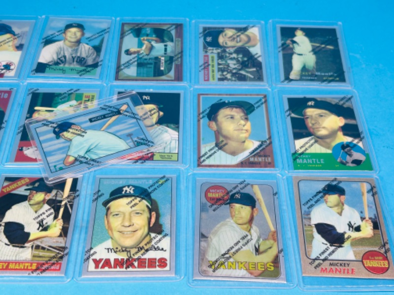 Photo 1 of 812015…final sale no returns/refunds-Mickey Mantle Topps Finest Chrome 19 card set with protective covers in hard plastic sleeves 