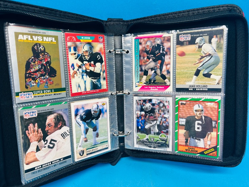 Photo 1 of 812024… Final sale no returns/refunds-72 Raiders football cards in binder