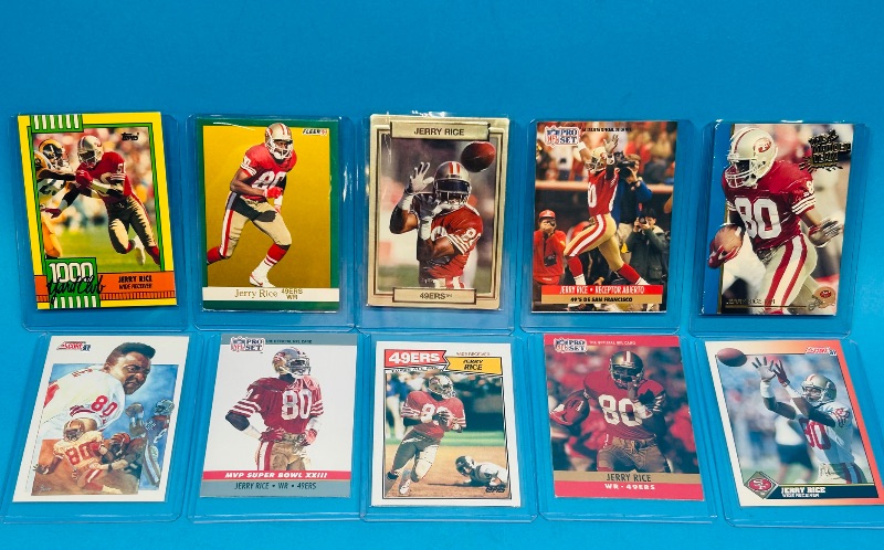 Photo 1 of 812033…10 Jerry Rice cards in hard plastic sleeves 