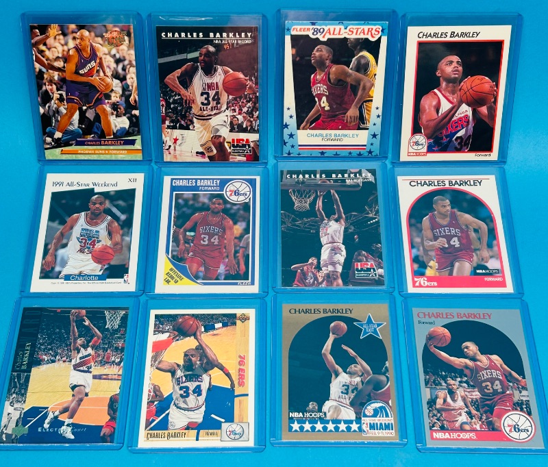 Photo 1 of 812035…12 Charles Barkley cards in hard plastic sleeves 