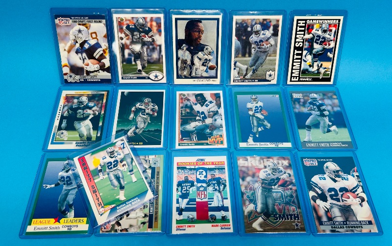 Photo 1 of 812036…16 Emmit smith cards in hard plastic sleeves -1Rookie 