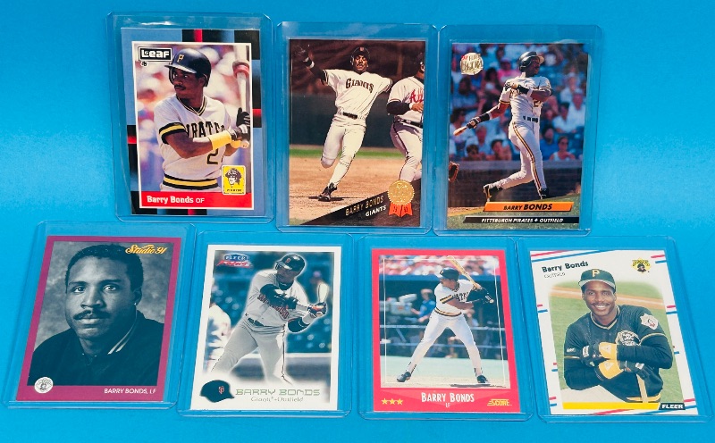 Photo 1 of 812037…7 Barry Bonds cards in hard plastic sleeves 