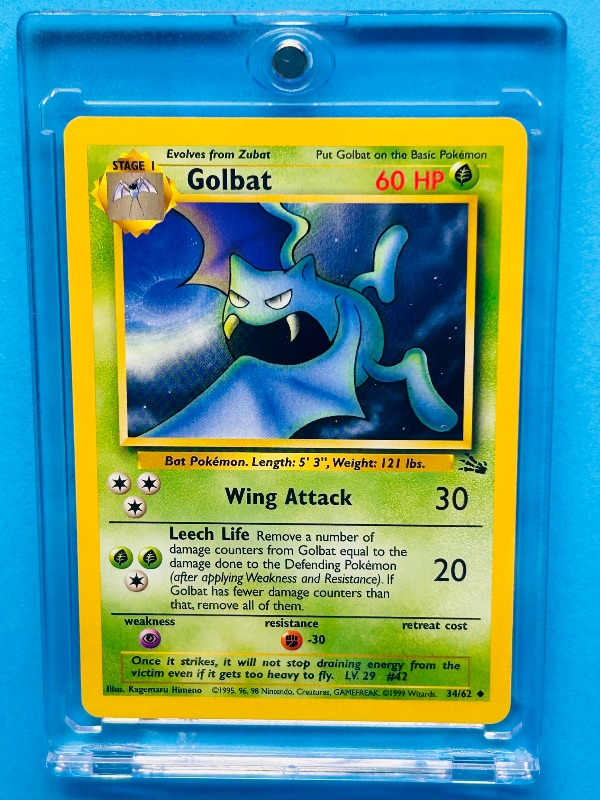 Photo 1 of 812048…Pokémon Golbat  card in hard plastic case  34/62