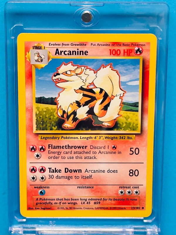 Photo 1 of 812051…Pokémon arcanine  card in hard plastic case 23/102