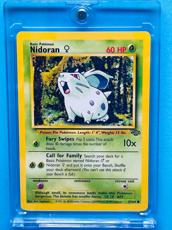 Photo 1 of 812059… Pokémon Nidoran  card in hard plastic case  57/64